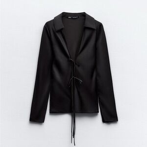 NWT Zara Satin Effect Shirt with Ties